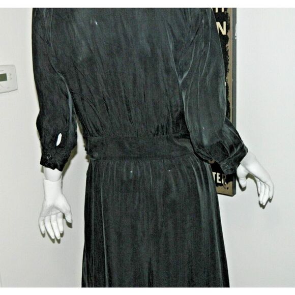 ba&sh Dress Size Large 3 Black Aimee Midi Wrap Collared Pockets  Dress - Picture 6 of 16